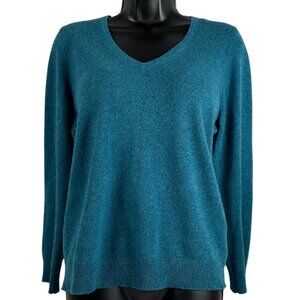 Teal 100% Cashmere Sweater Charter Club Chic, Soft, Quiet Luxury , Sz L V-Neck